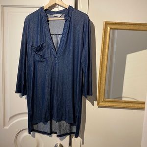 Faux denim tunic